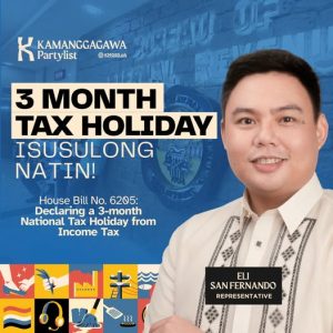 THREE MONTHS TAX HOLIDAY, CALLED BY THE WORKERS PARTYLIST